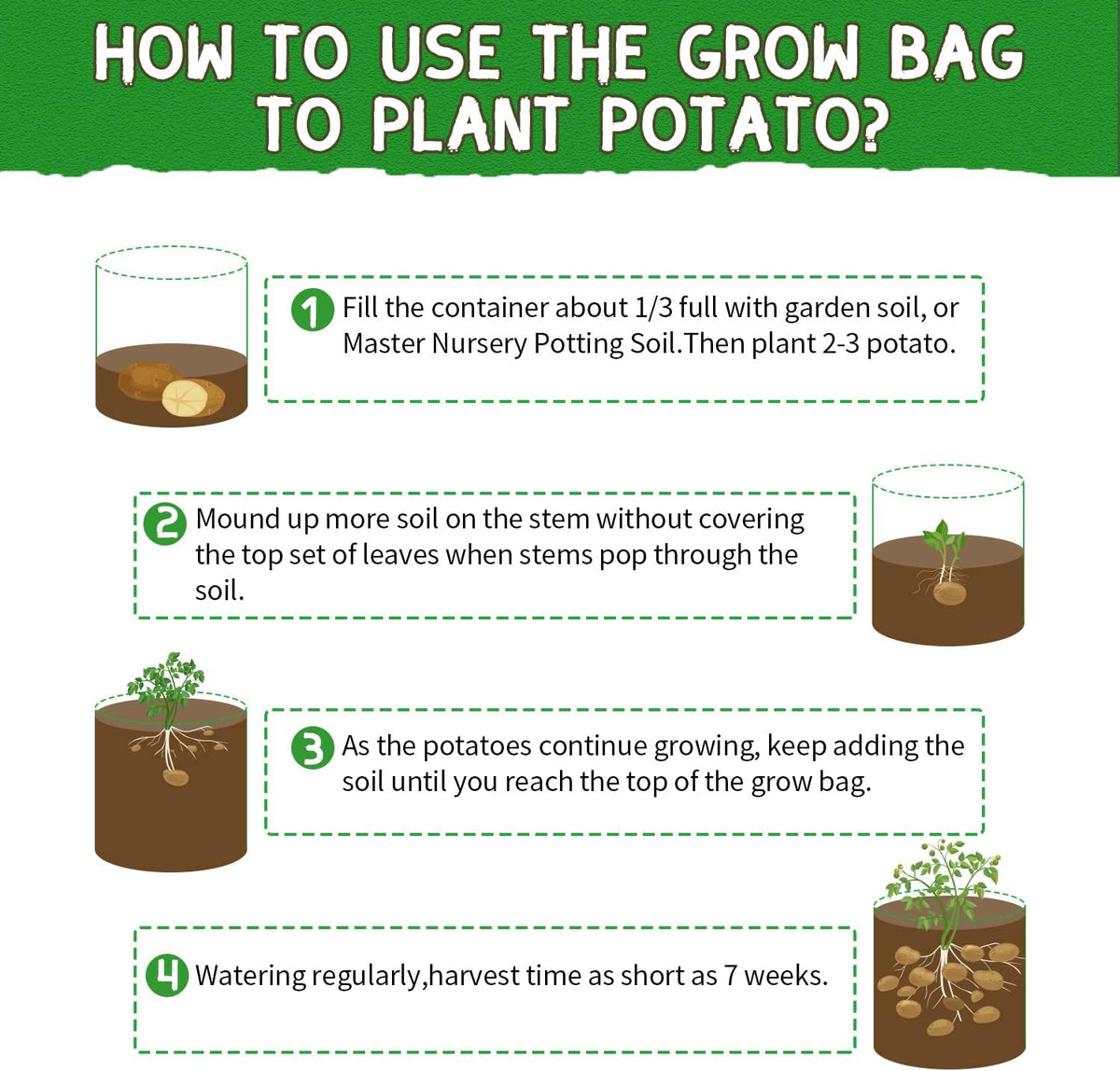 SCENGCLOS 10 Gallon Potato Grow Bags, 6 Pack, Two-Sided Transparent Flap, Breathable Non-Woven