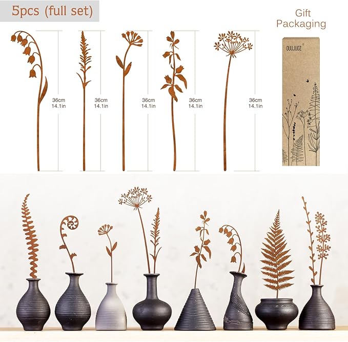 Metal Flowers for Outside,Decorative Garden Stakes,Flower Bed Decor Plant Stakes,Metal Art for