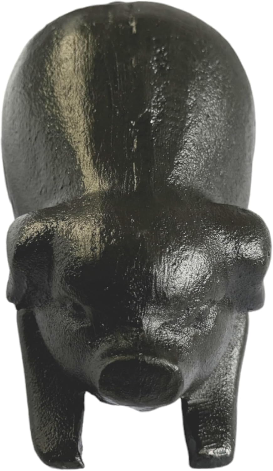 NACH Cast Iron Pig Statue - Rustic Garden Sculpture, Black Door Stop/Paperweight, Head Down Pig