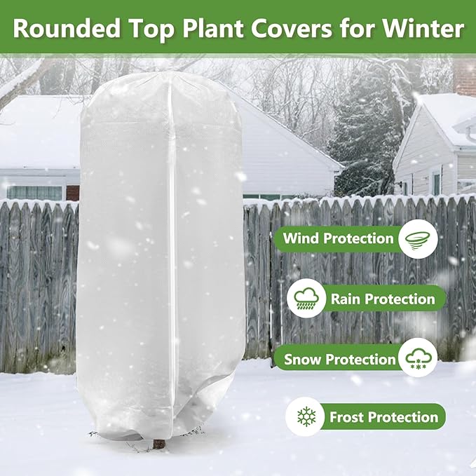 2 Pack Rounded Top Plant Covers Freeze Protection for Winter, Plant Covers for Winter, 75" X 90"