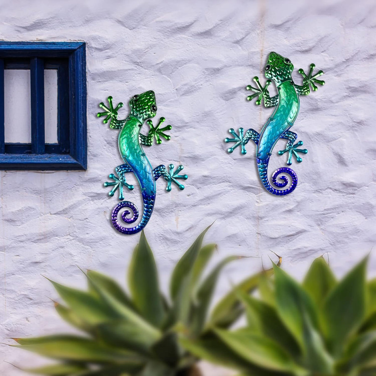 HONGLAND Metal Gecko Wall Art 15 Inch Lizard Outdoor Decor Lizards Garden Sculpture for Yard Fence