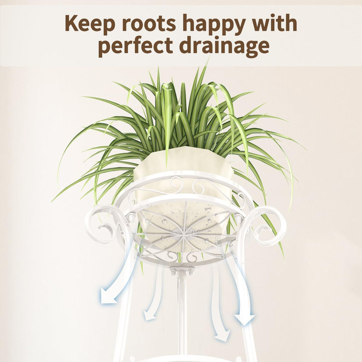LASZOLA 3 Tier White Metal Plant Stand for Multiple Large Planters Indoor Outdoor Organizer, Heavy