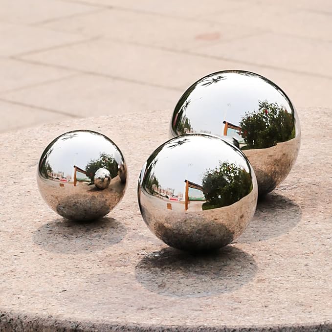 Stainless Steel Gazing Globe Mirror Ball (10inch,Silver)