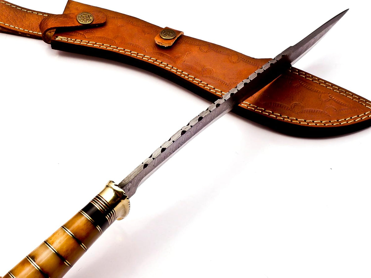 Delta :Handmade Damascus steel 15" Kukri knife-Damascus Steel Knife-for Outdoor & indoor Survivals