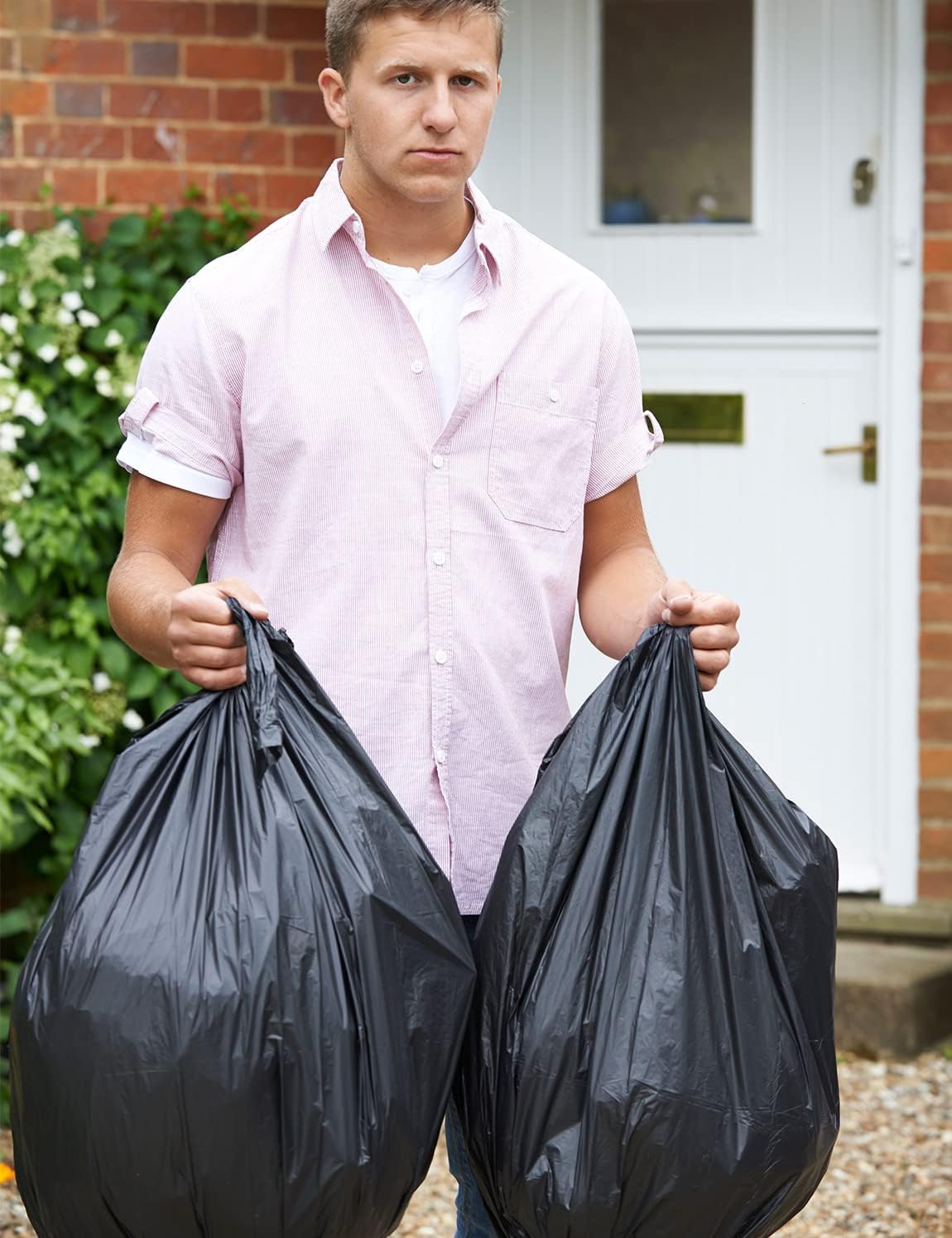 30 Ggallon Trash Bags, Pack of 10 Large Trash Bags Garbage Bag, 76x93.8cm,33.5g/pc, Unscented, White