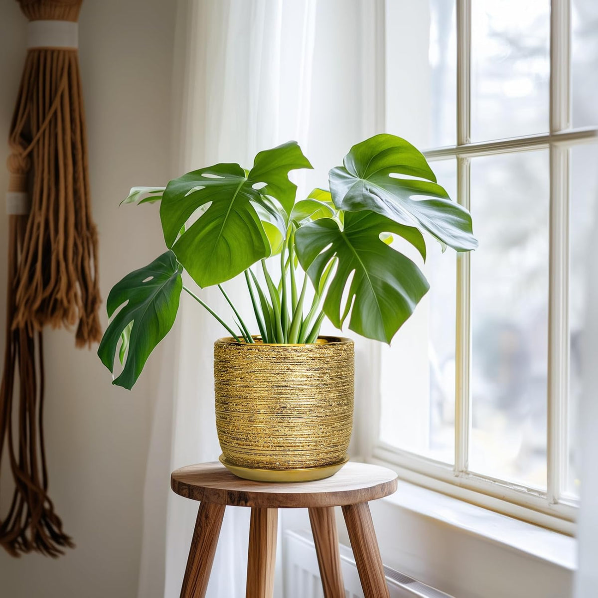 Ceramic Plant Pot 7 Inch - Ceramic Planter for Indoor Outdoor Plants, Round Modern Flower Pot with