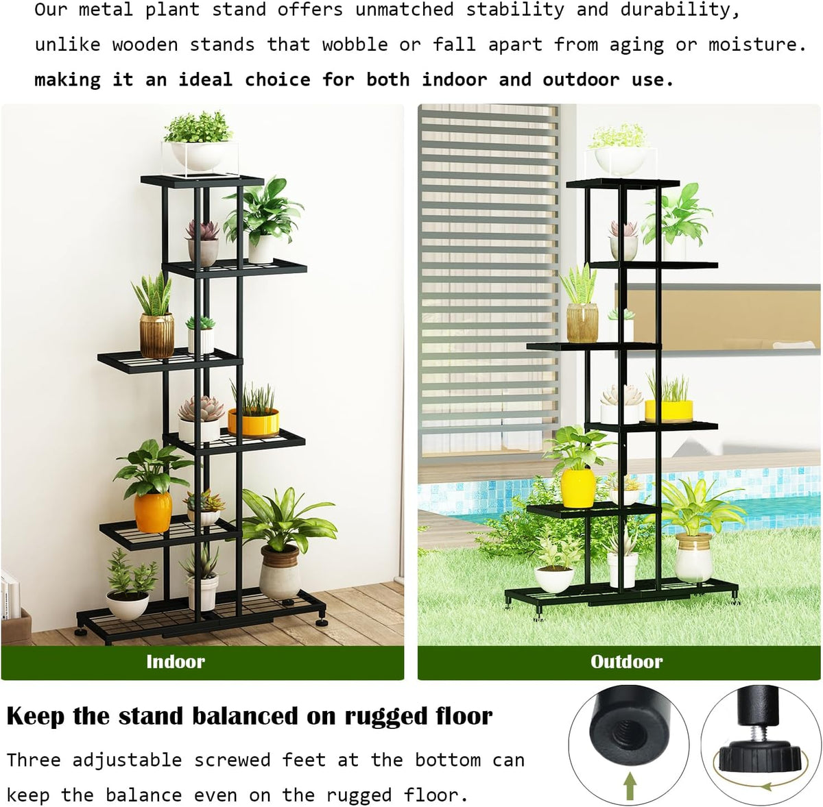 Metal Plant Stand, 6 Tier 12 Potted, Upgrade Multiple Plant Rack Shelf Organizer, Indoor Planter