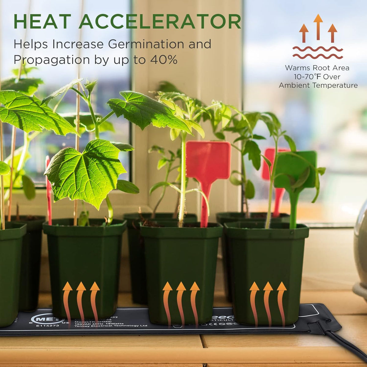 Seedfactor MET Certified Seedling Heat Mat, Adjustable Temperature Waterproof Durable Germination