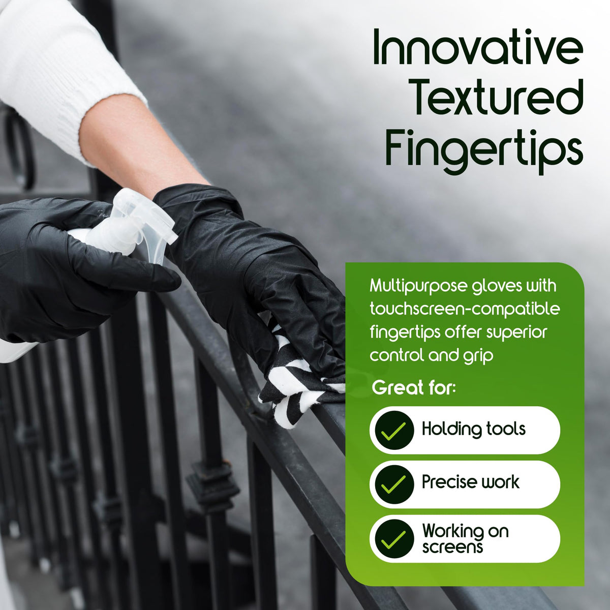 Inspire Black Nitrile Gloves HEAVY DUTY 6 Mil Nitrile Chemical Resistant Medical Cooking Cleaning