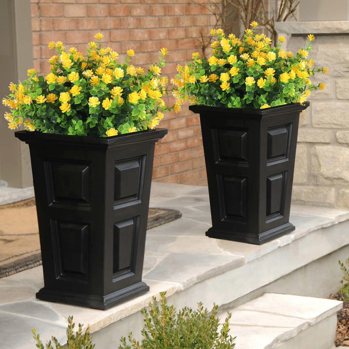 RECUTMS 12 Bundles Outdoor Artificial Flowers UV Resistant Fake Boxwood Plants, Faux Greenery for