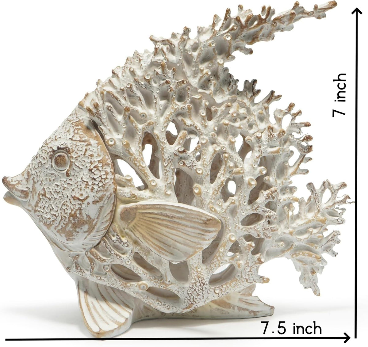 VVGIFTS Beach Coastal Decor Coral Reef Angelfish Home Office Desk Decor Sculpture Statue for