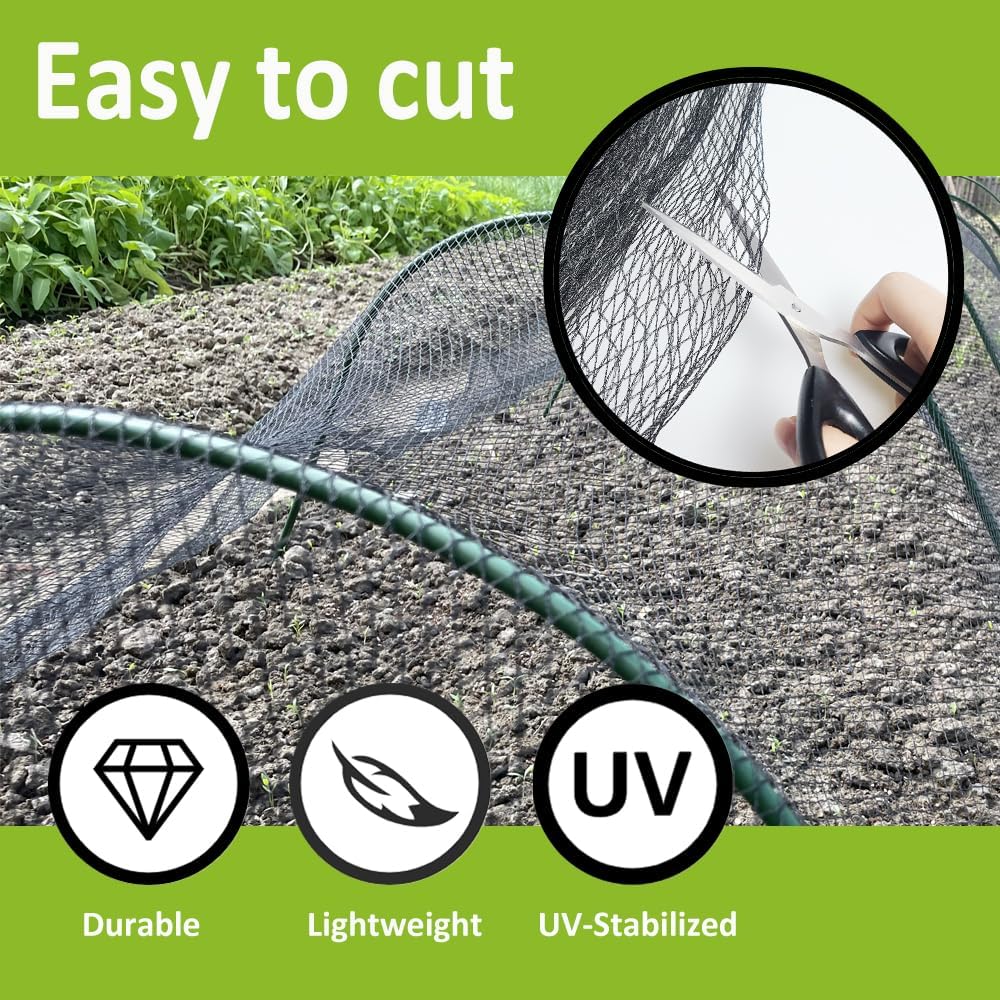 50 x 50 FT Bird Netting for Garden Woven Mesh Garden Netting for Plants, Vegetable, Fruit Trees