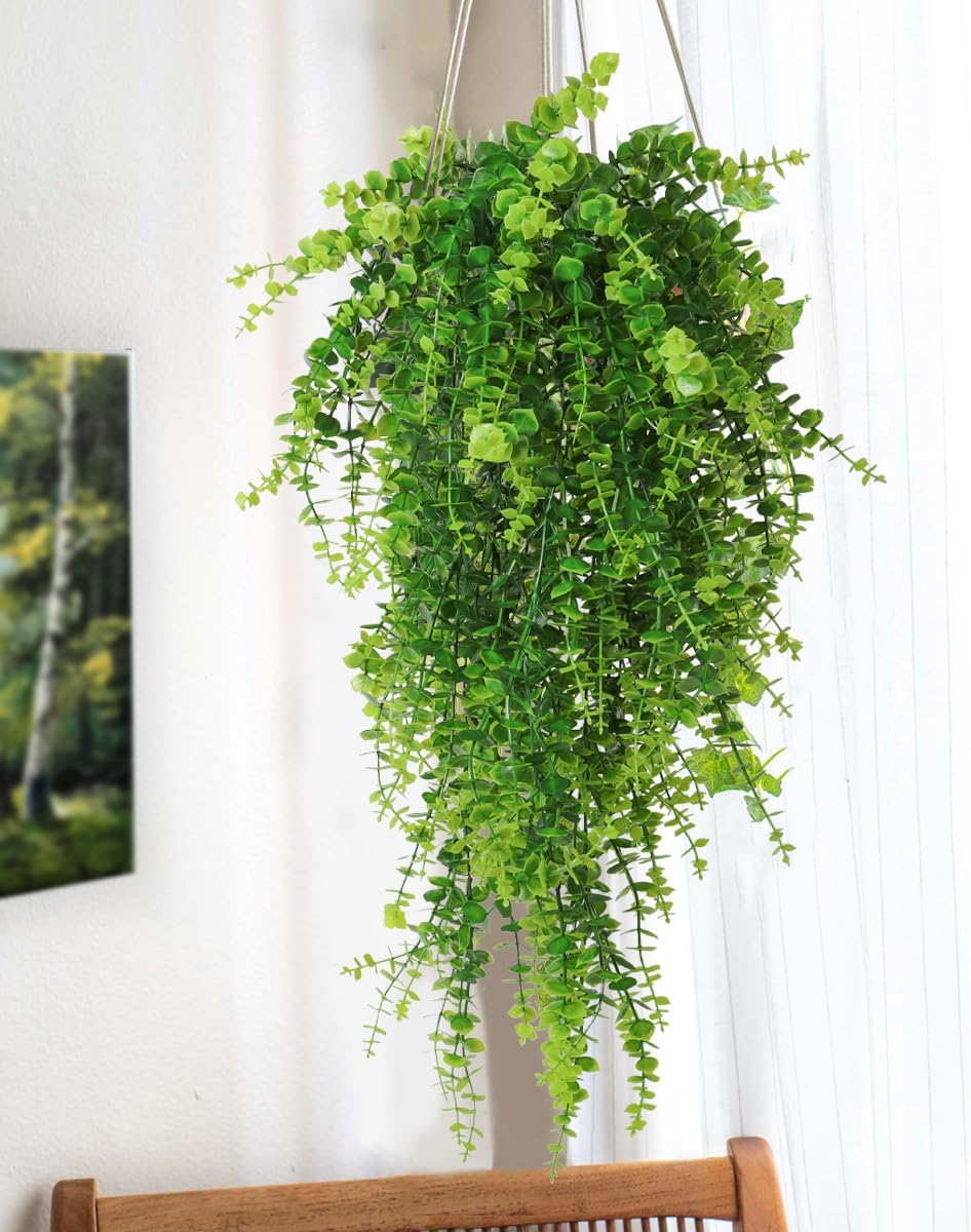 RECUTMS Hanging Money Plants Fake Outdoor Hanging Artificial Flower for Outdoors Hanging Basket