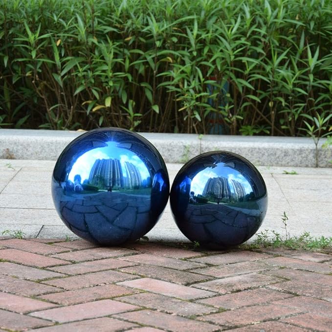 8 Inch Blue Stainless Steel Gazing Ball, Mirror Garden Globe, Home & Garden Decor