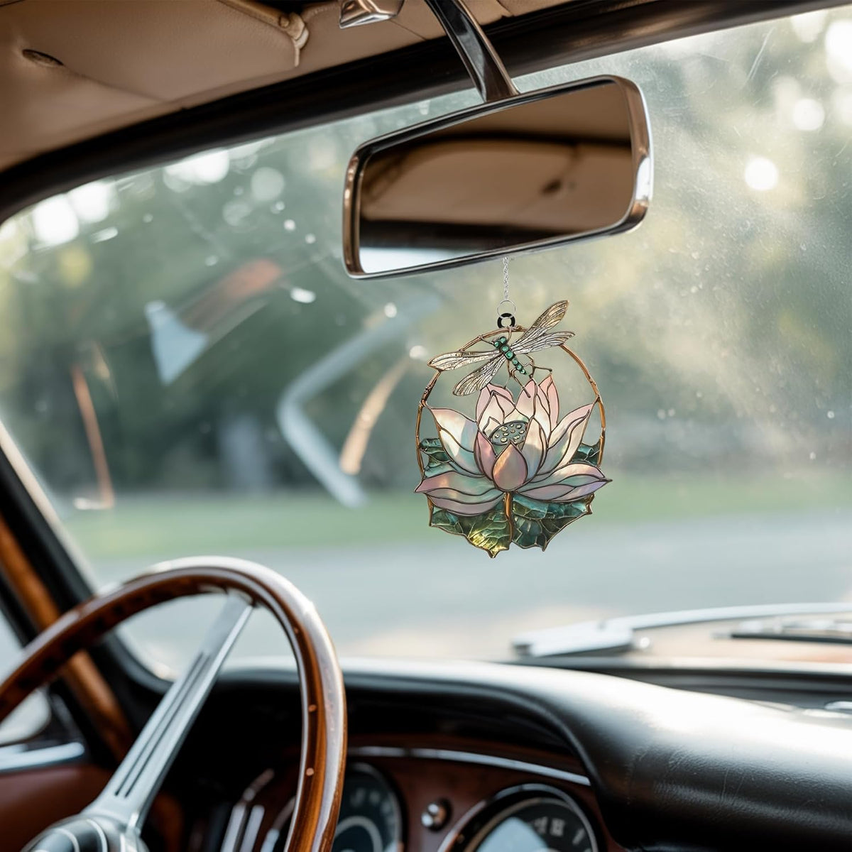 Dragonfly Lotus Acrylic Suncatcher Stained Glass Effect Window Car Hanging Christmas Ornament