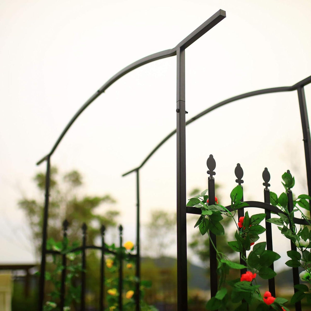 Steel Garden Arch, 6'8" High x 4'11" Wide, Garden Arbor for Various Climbing Plant, Outdoor Garden