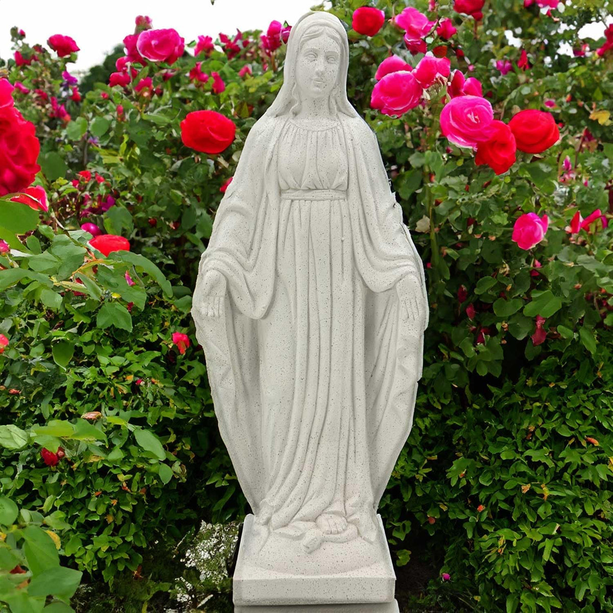 Galt International Virgin Mary Praying Blessed Mother of Grace Garden Statue Terrazo-Style 32"