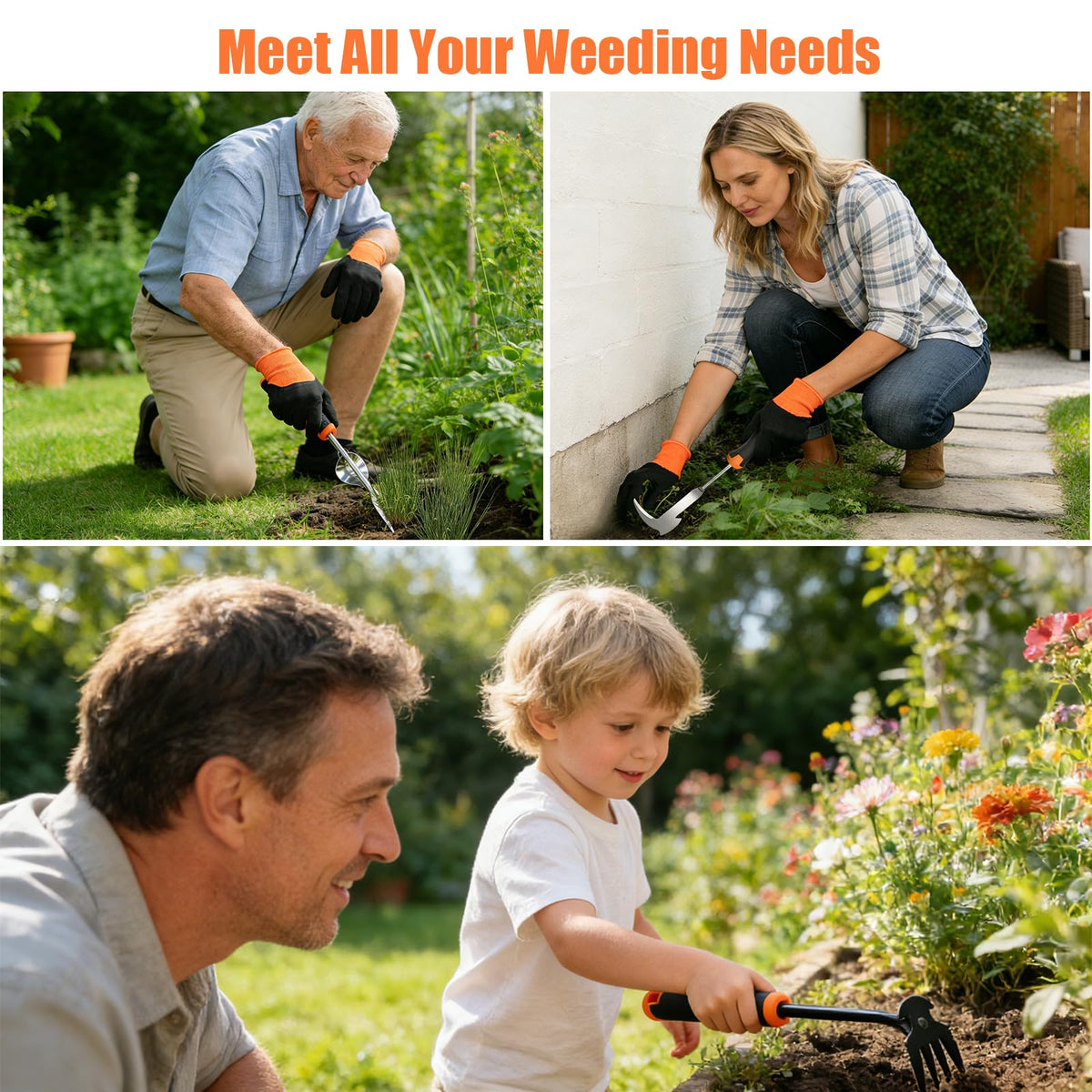 5 Pack Weed Puller Tool, Stainless Steel Manual Hand Weeding Tool Set for Weed Removal, V-Shaped