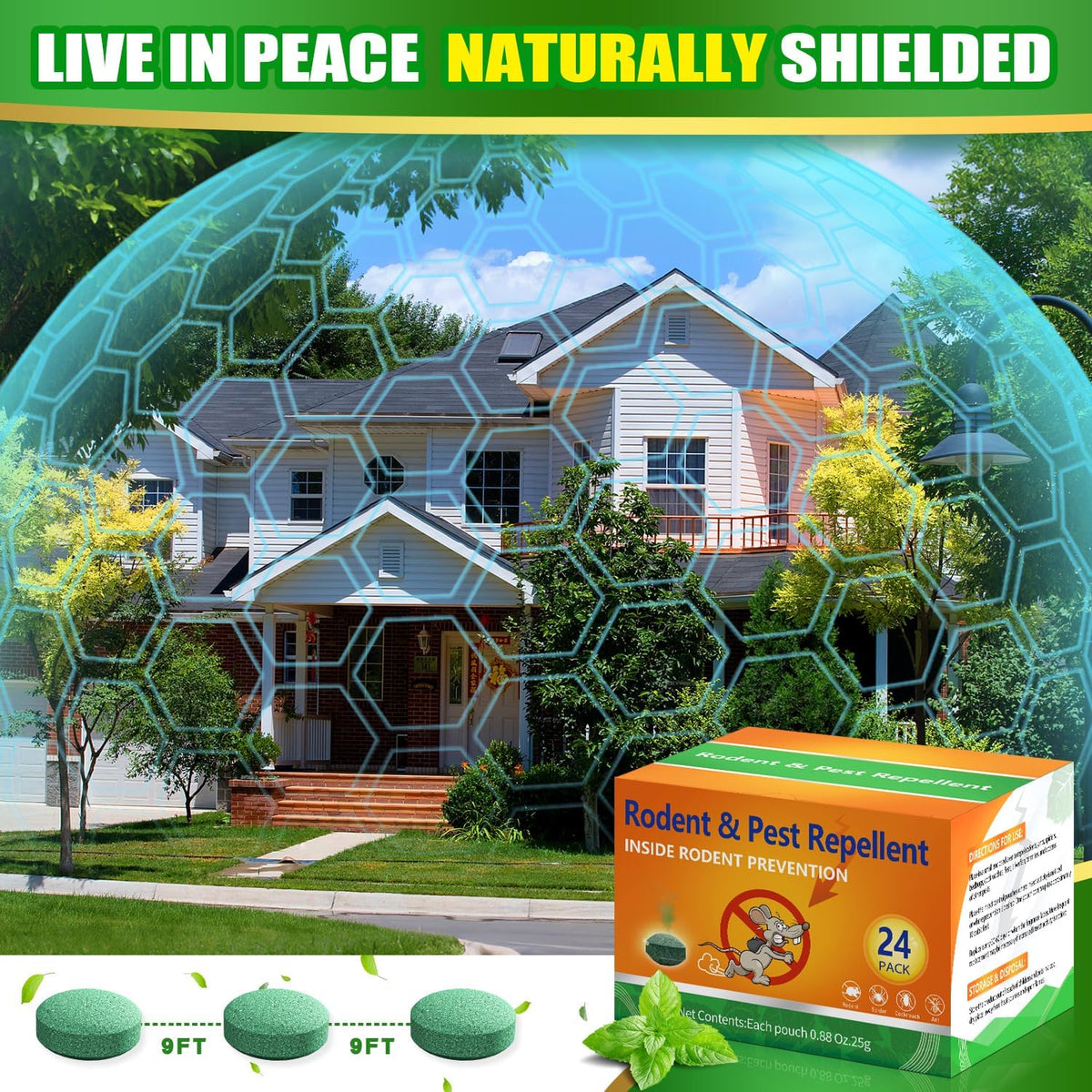 Rodent Mouse Repellent Indoor Outdoor - Peppermint Oil to Repel Mice Mole and Rats, Bug Insect