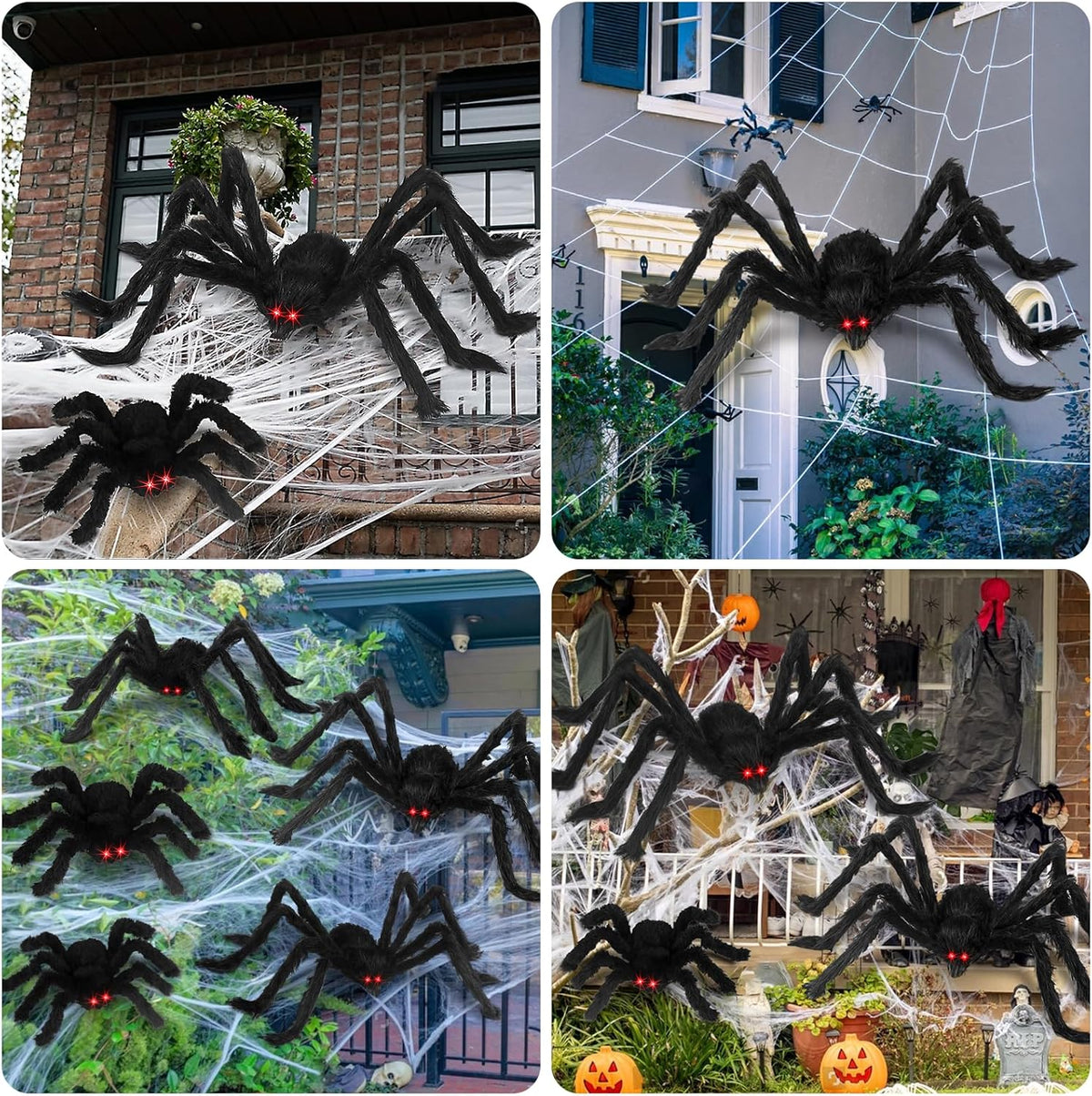 Halloween Giant Spider Decorations: 12/20/30/35/49 Inches Large Fake Scary Hairy - 5PCS Huge Plush