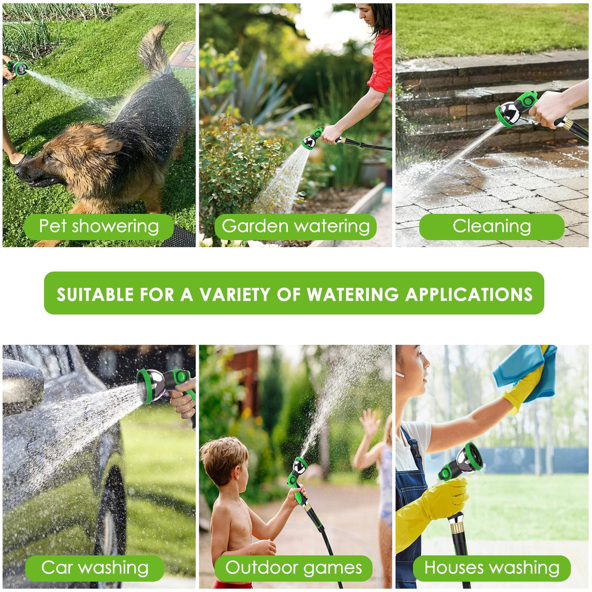 HORTICORA Garden Hose 100 ft, Non-Expandable Ultra-Lightweight Flexible Hose with 360° Dual-End