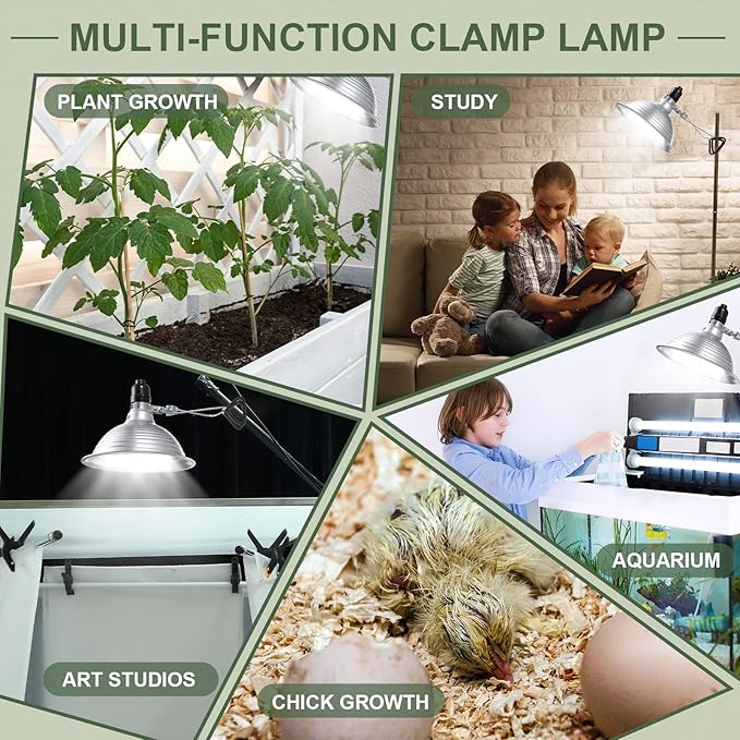Macarrie 12 Pack Clamp Lamp Light with Aluminum Reflector, 6ft SPT-2 18awg Cord and Adjustable