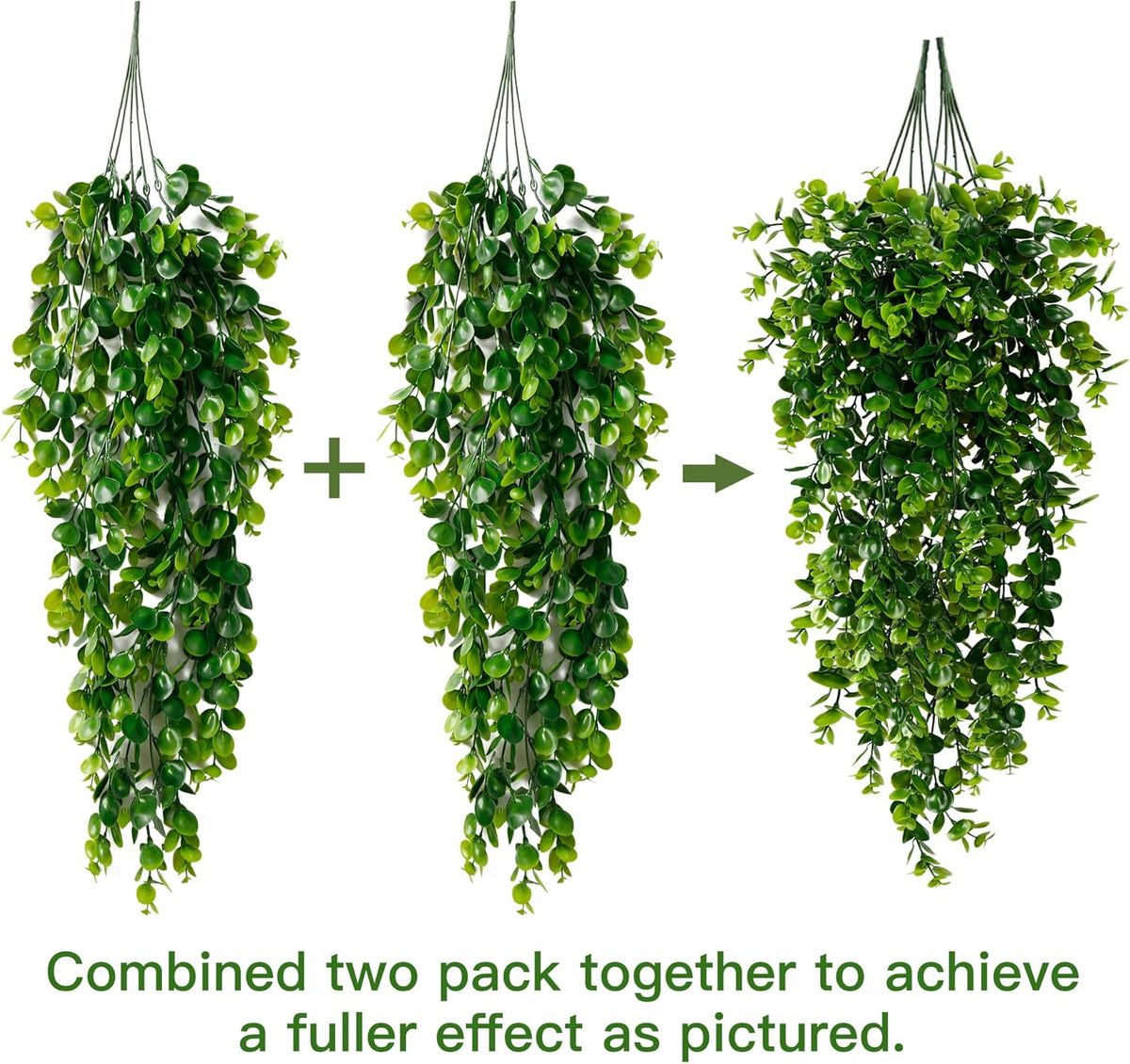 Sggvecsy 4 Pack Artificial Hanging Plants Fake Hanging Plant Faux Hanging Eucalyptus Plants UV