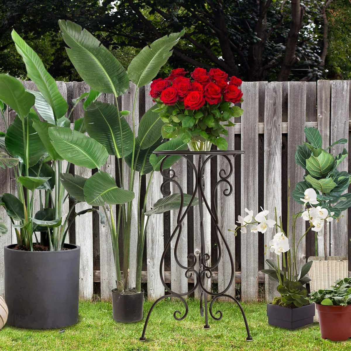 Metal Plant Stand Indoor Outdoor, Heavy Duty Flower Pot Stands 22.5 Inch Tall, Single Plants