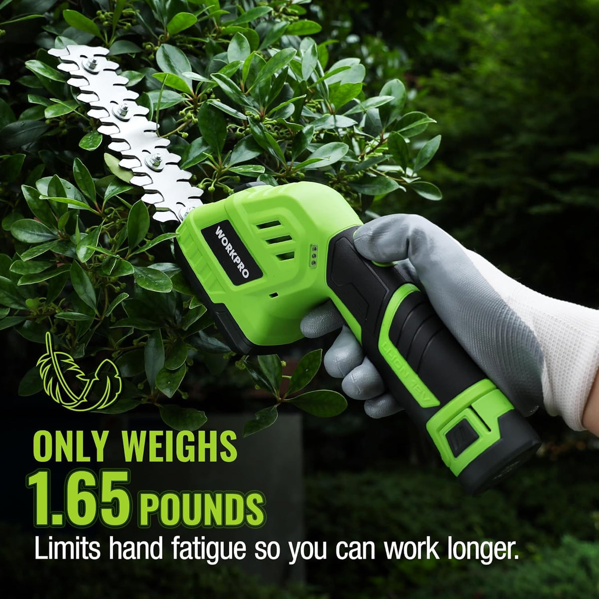 WORKPRO 12V Cordless Grass Shear & Shrubbery Trimmer - 2 in 1 Handheld Hedge Trimmer, Electric