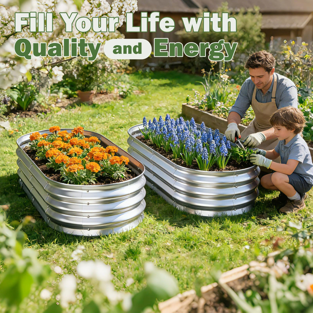 Tegarbed Galvanized Raised Garden Bed Outdoor, 4x2x1ft(2Pack) Metal Heavy Duty Planter Boxes for