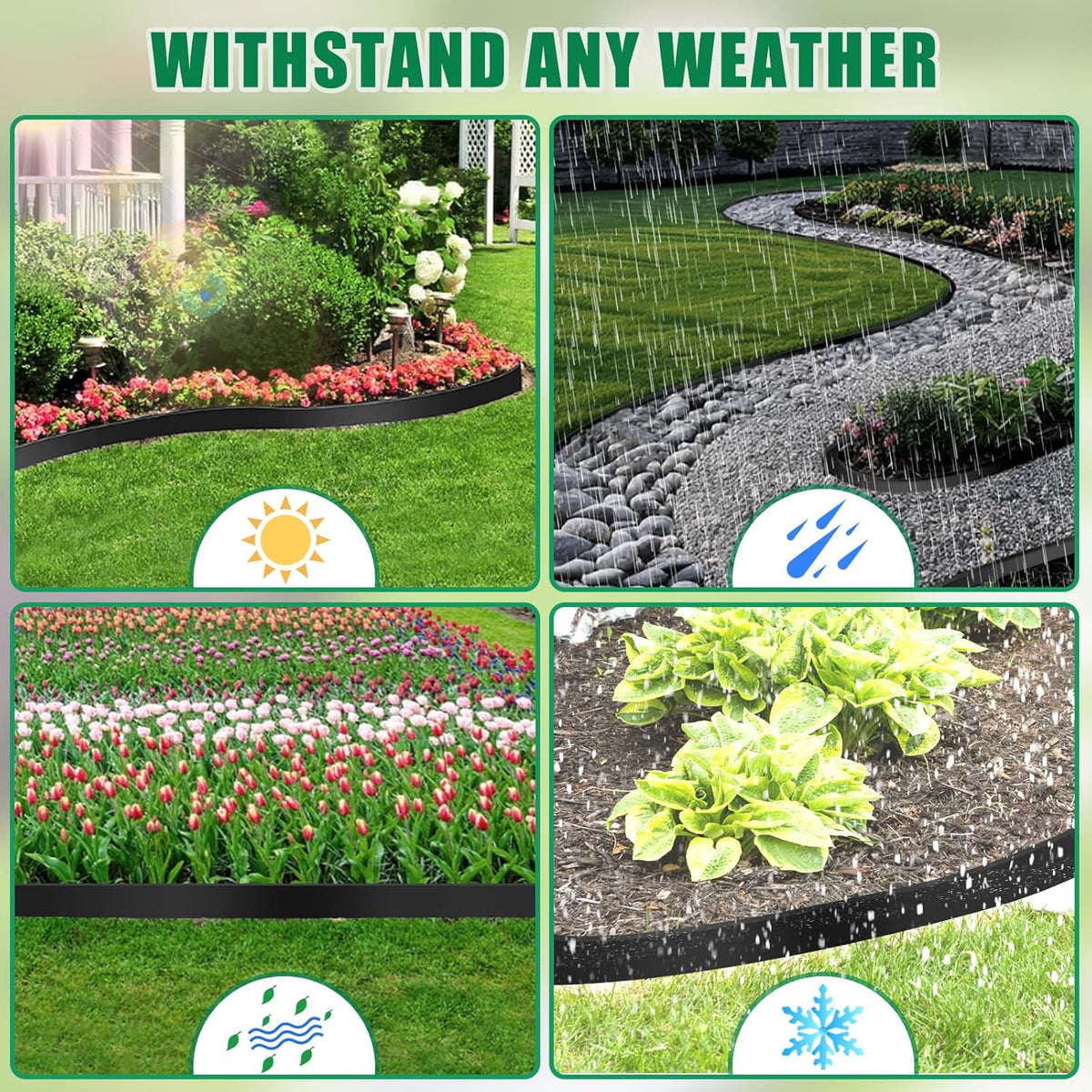 Landscape Edging - Garden Edging Border 40FT 2IN Tall with 60 Stakes, No Dig Lawn Edging for