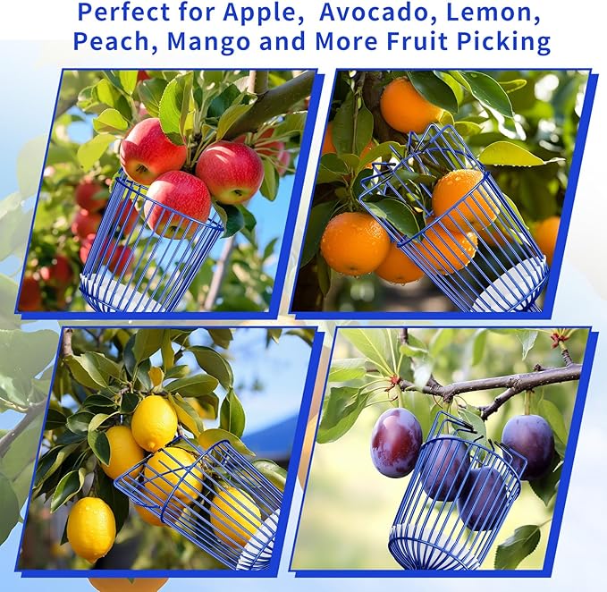 Fruit Picker Pole with Basket Segmented Fruit Picker Pole Tool for Apple Avocado Cherry Lemon Mango