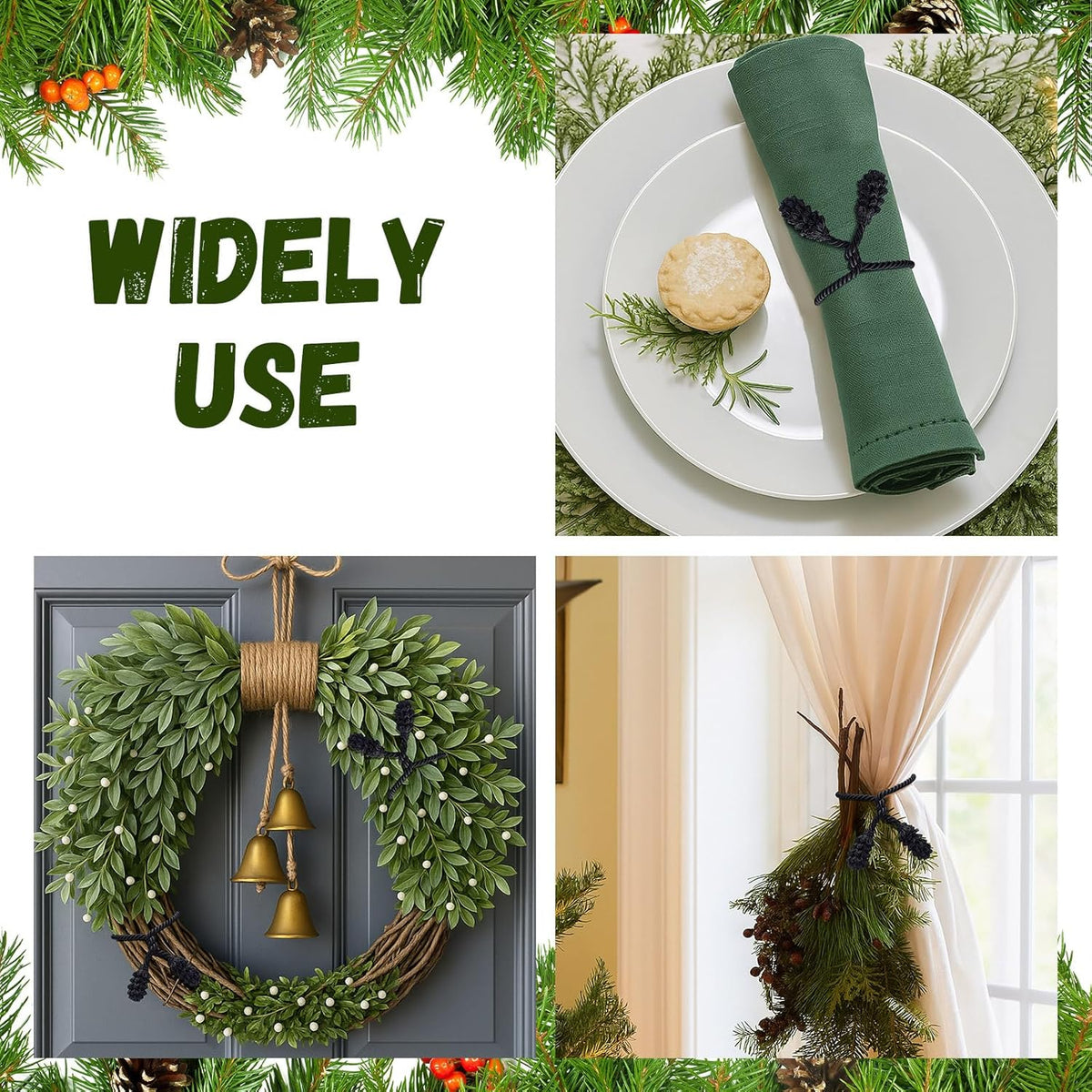 Shappy 36 Pieces Christmas Garland Banister Ties Christmas Decorative Reusable and Flexible Twist