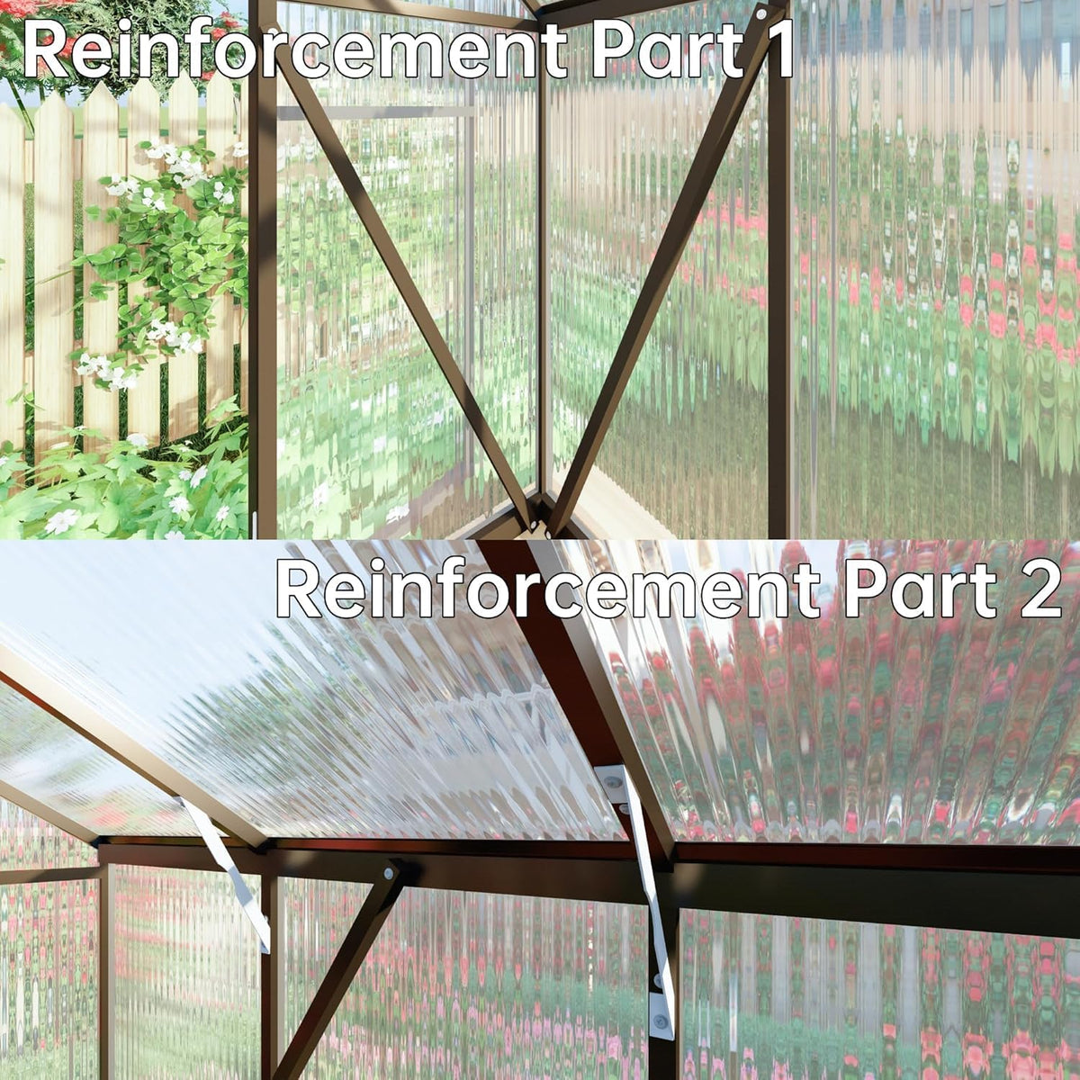 CQZY 8x10 FT Greenhouse for Outdoors, Polycarbonate Greenhouse with Quick Setup Structure and Roof