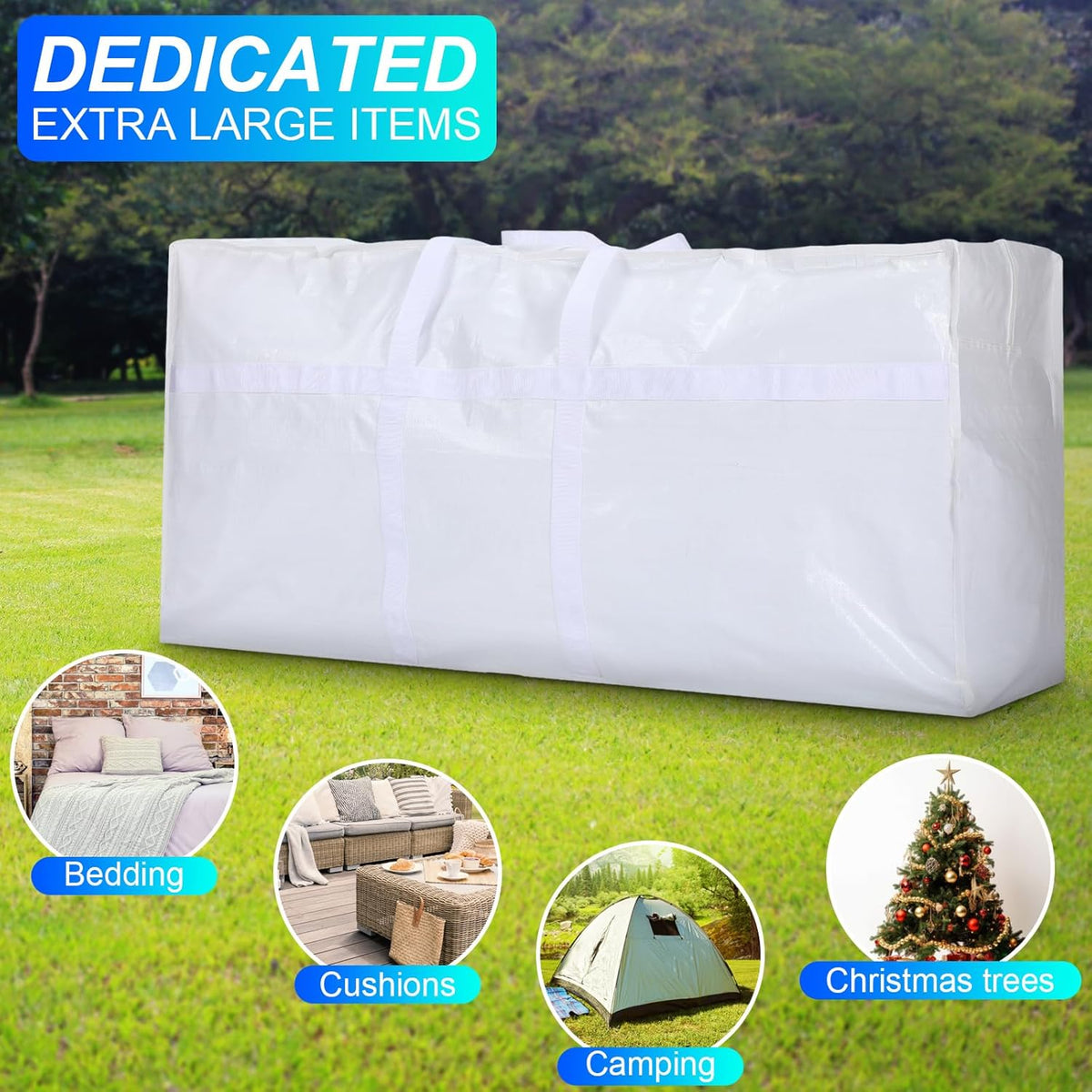 4 Pcs 66 Gallon Large Moving Bags with Zipper and Handles Foldable Storage Duffle Bags Heavy Duty