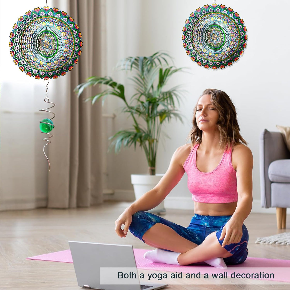 Mandala Rich Love Wind Spinner - 3D Kinetic Wind Spinners | 12″ Laser Cut Stainless Steel Hanging