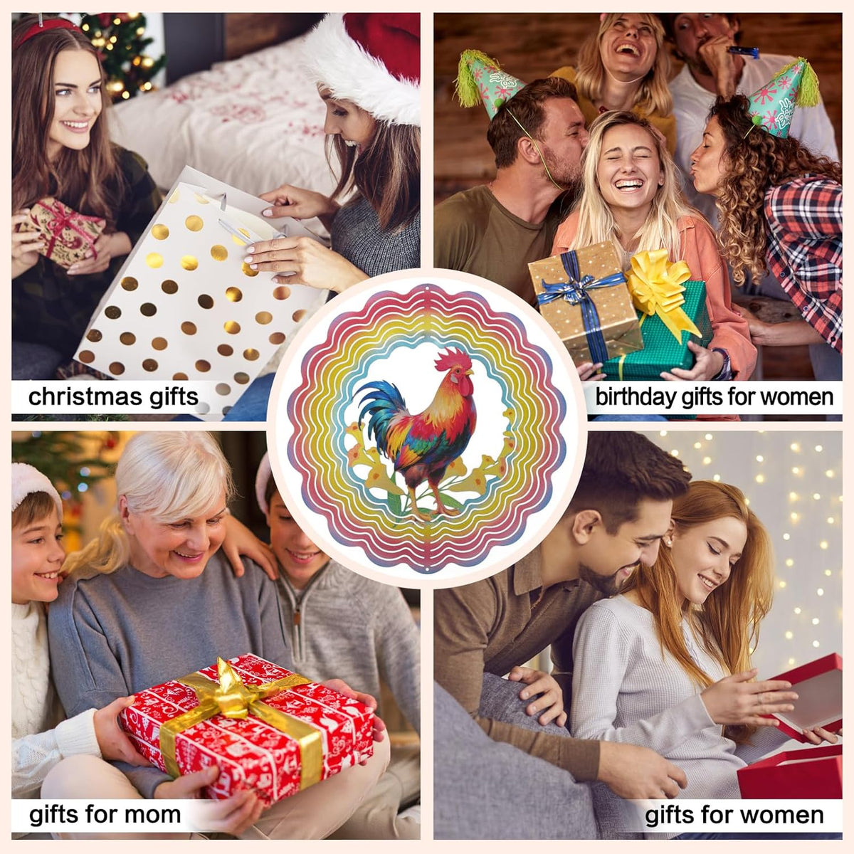 Wind Spinners Outdoor Chicken - Birthday Gifts for Women Mom Wife Grandma, Hanging Wind Sculptures