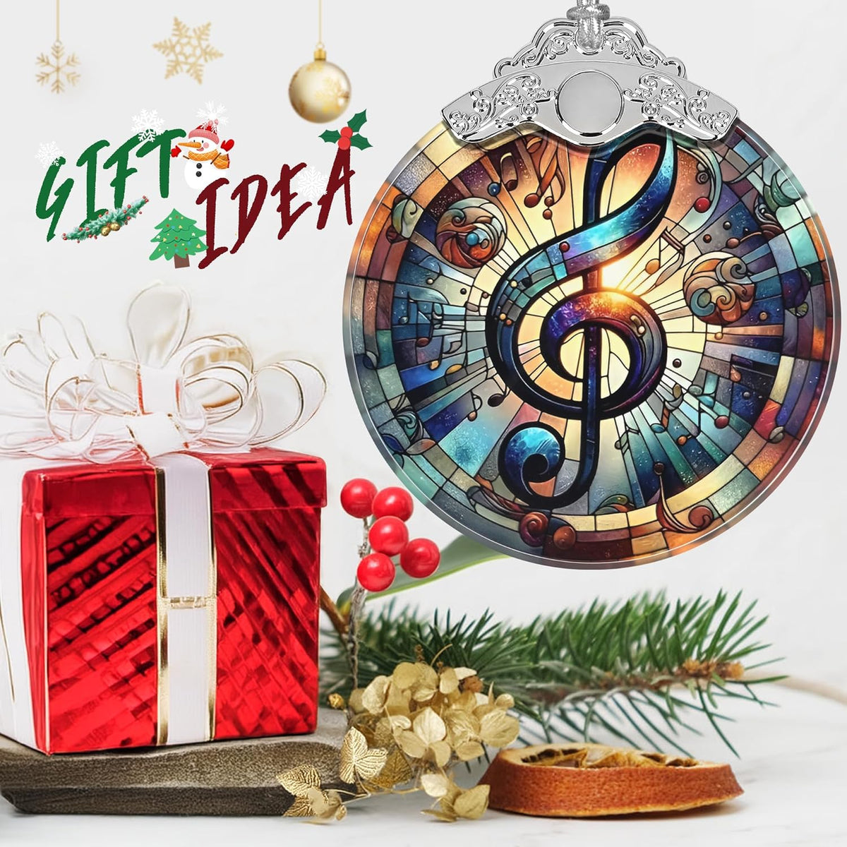 Musical Note Stained Glass Orament - Christmas Ornament - Christmas Decorations for Tree - Holiday
