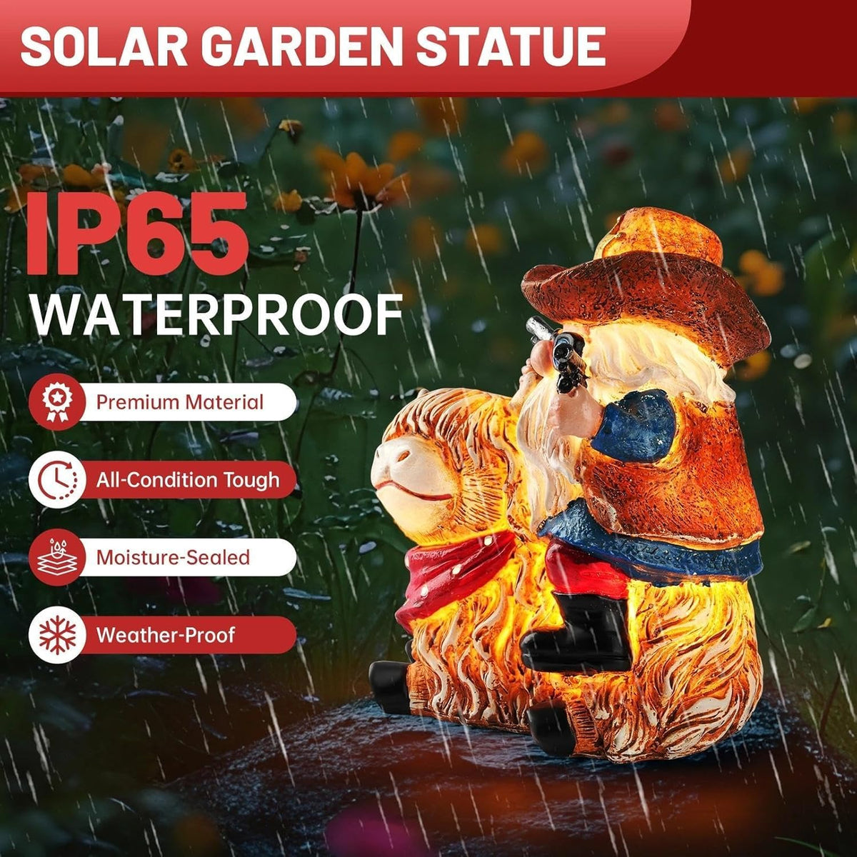 Solar Highland Cow Gnome Statue - Hand-Painted Resin Outdoor Decor for Garden & Yard, Unique