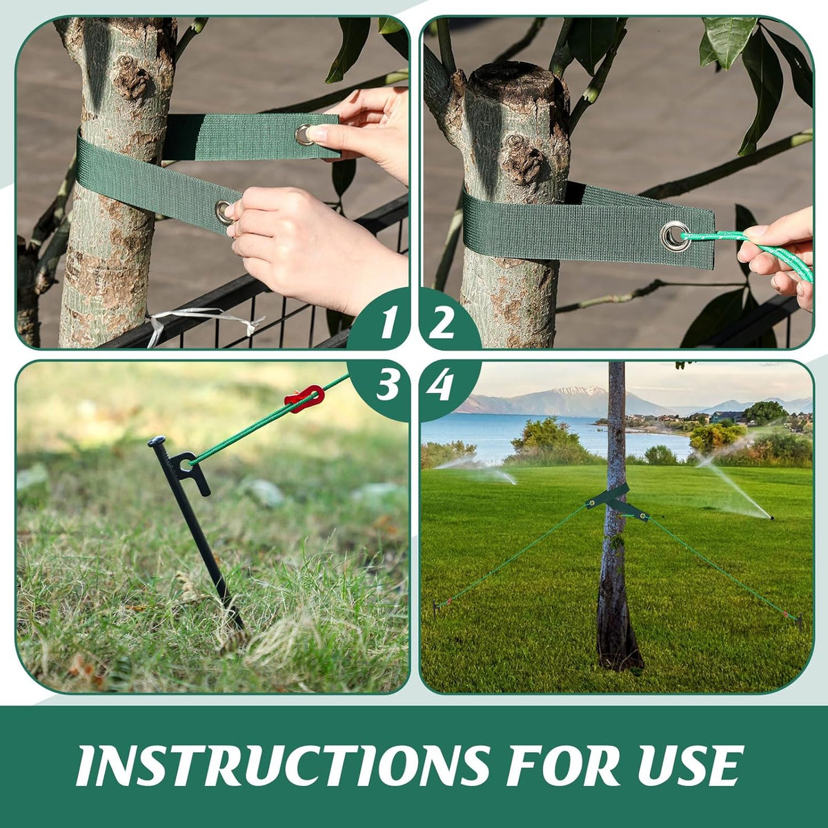 Suzile 60 Pcs Tree Stake Kit, Heavy Duty Tree Staking and Supports for Leaning Trees Include 11.