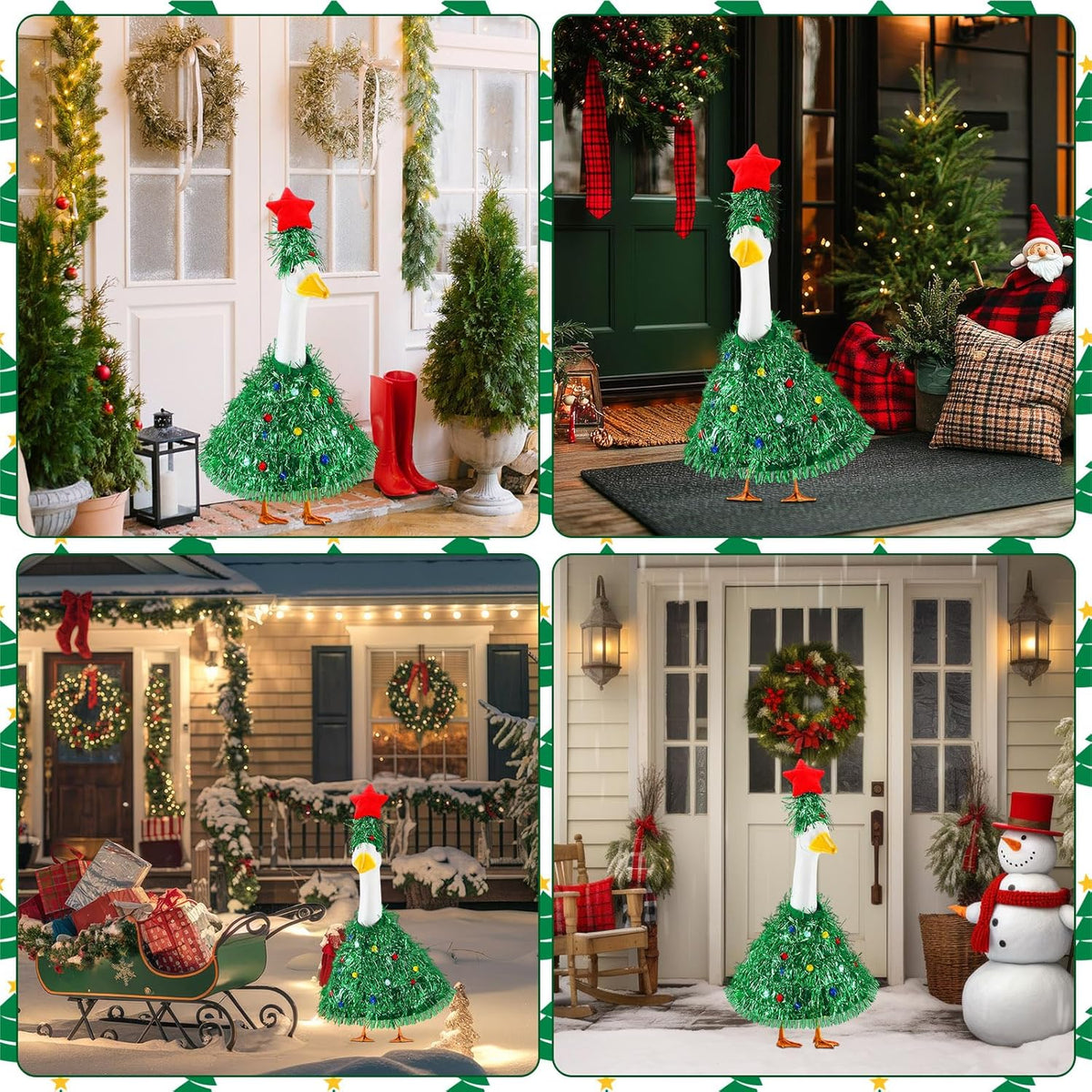 Abbylike Christmas Tree Goose Outfits Christmas Costume for Porch Goose 23 Inch Lawn Yard Patio