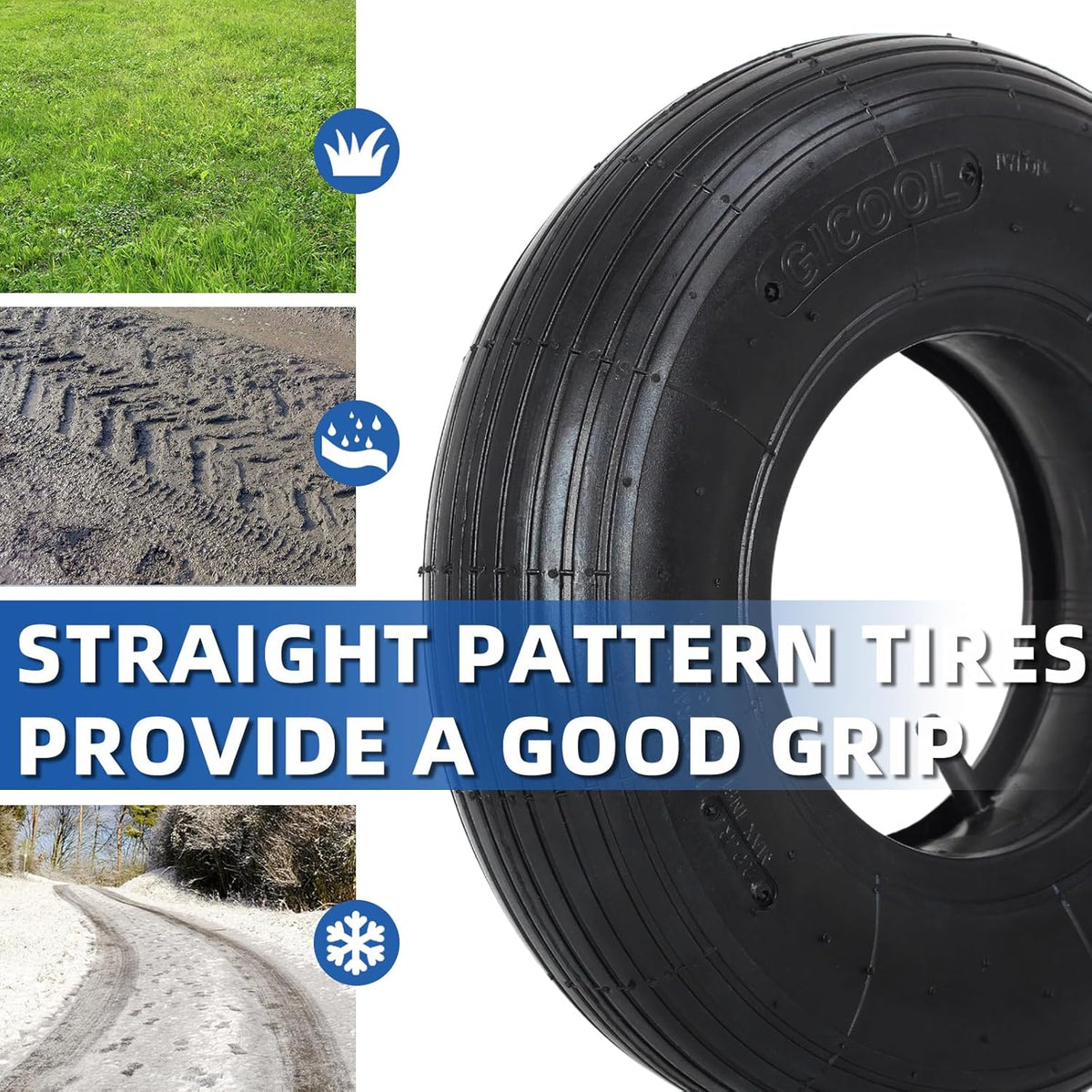 4.00-6 Replacement Tire and Inner Tube Set, 2 Pack, 13" Heavy Duty Tire and Wheel, TR-13 Straight