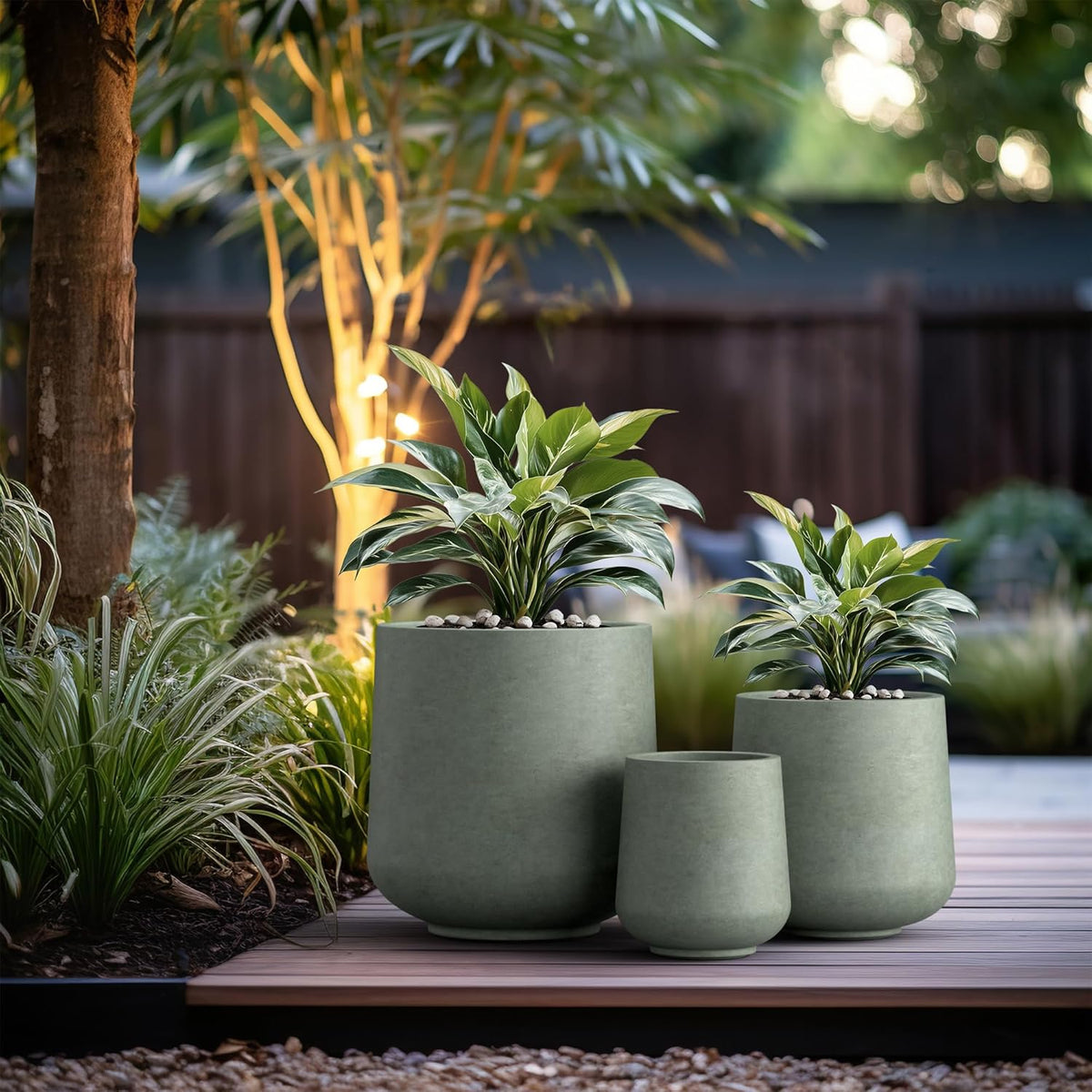 Kante 15.3"+11.6"+8.2" Dia Round Concrete Planter, Large Outdoor Indoor Planter Pots Containers