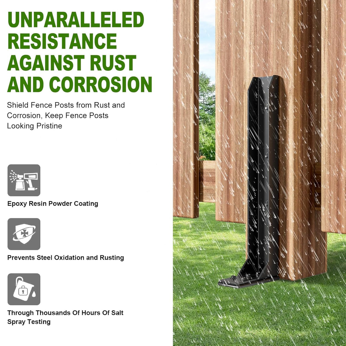 Fence Post Repair Kit,Heavy Duty Steel Fence Post Anchor Ground Spike ,Quick Fix Broken/Leaning