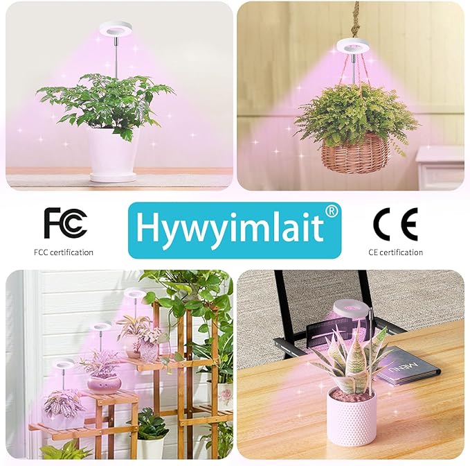 Halo Ring Grow Lights for Small Indoor Plants, Red+Blue+Yellow Light Full Spectrum LED Plant Light
