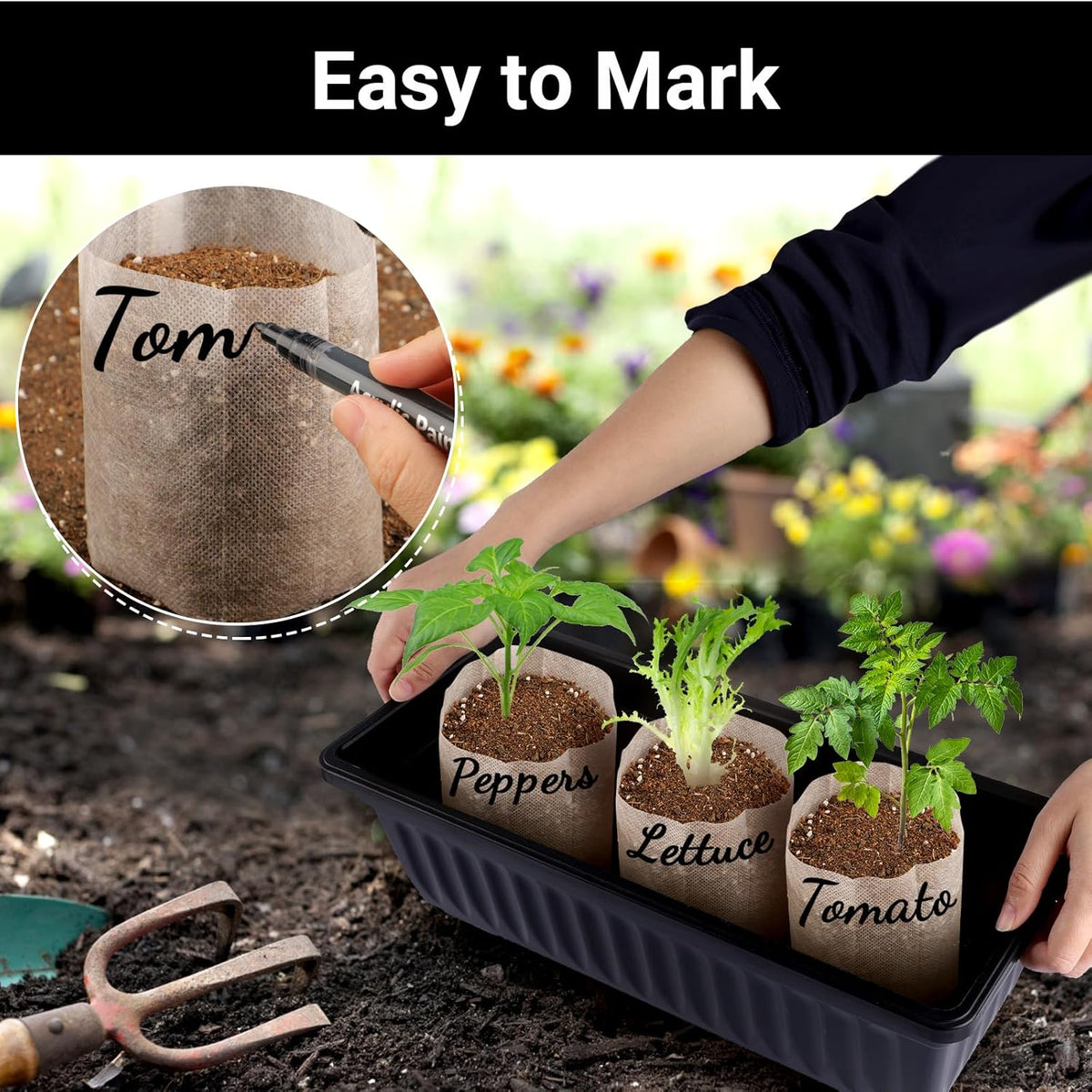 100pcs Plant Nursery Bags, 5.9x6.3 inches Non-Woven Fabric Flower Tree Seed Starters, Garden Plants