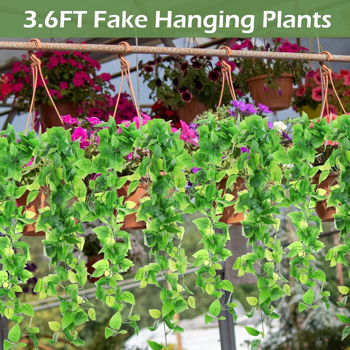 Hoteam 18 Pcs Artificial Hanging Plants 32 Inch Fake Ivy Vines with Fake Leaves Patio Artificial