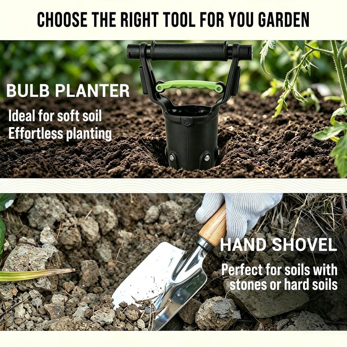 H HUGELEAF Garden Bulb Planter Tool 1-5 Inch Depth