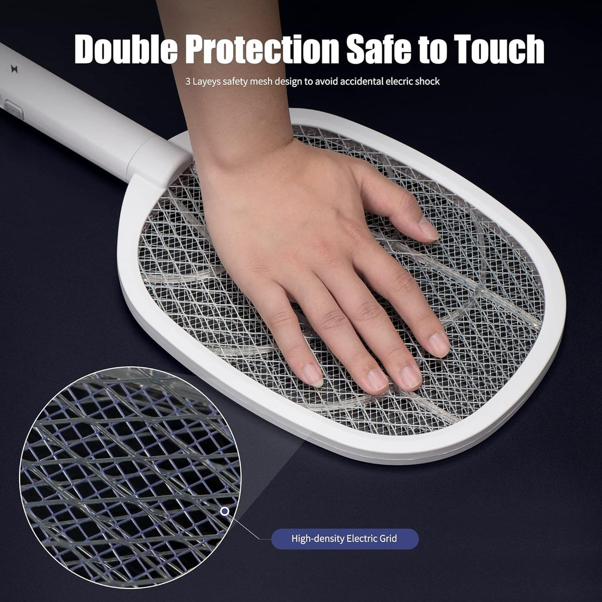 Lulu Home 2-in-1 Electric Bug Zapper Racket, 3000V High Voltage LED Lighted Handheld Mosquito