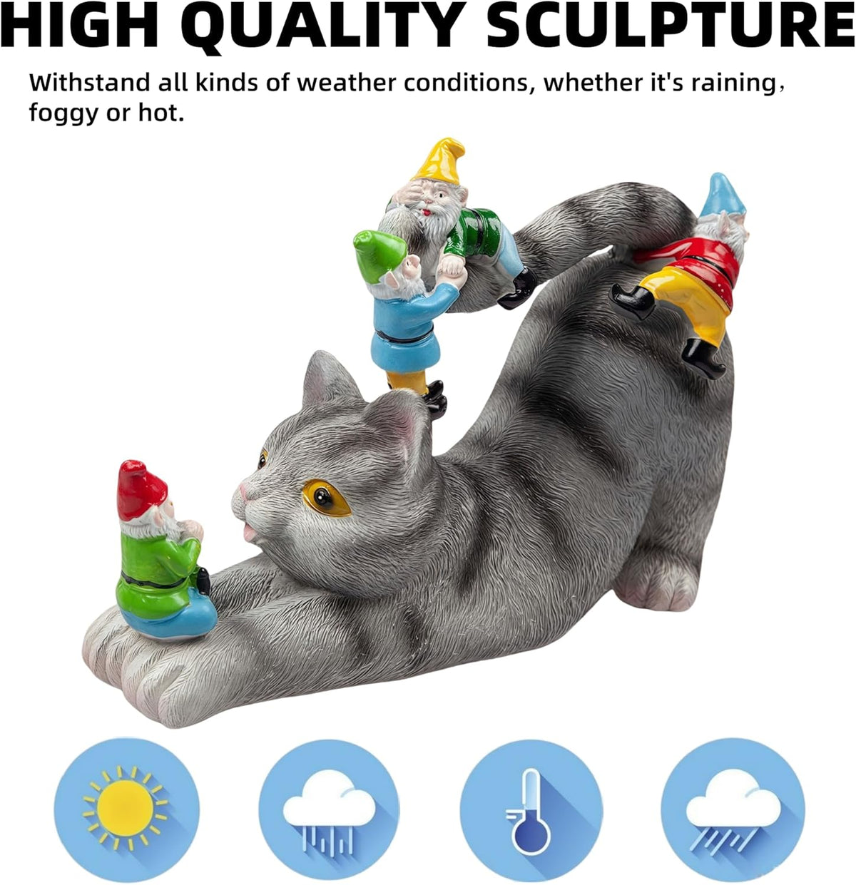Cat Gnomes Garden Statues,Cat Sculpture Decorations Outdoor Lawn & Yard Figurine,for Women Mother